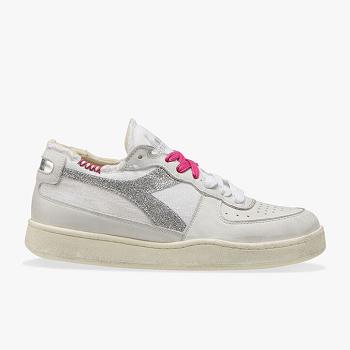 Diadora Heritage Mi Basket Row Cut Platene Biele / Strieborne - Damske Tenisky